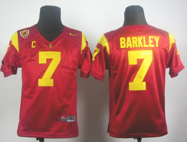 Youth Nike USC Trojans Matt Barkley 7 Red Pac-12 C Patch College Football Jersey