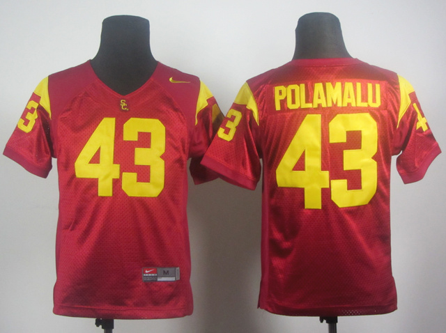 Youth Nike USC Trojans Troy Polamalu 43 Red College Football Jersey