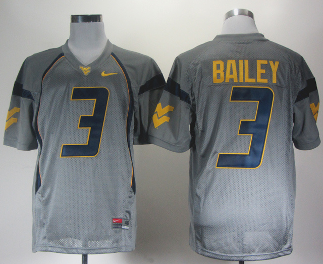 Nike West Virginia Mountaineers Stedman Bailey 3 Grey College Football Jerseys