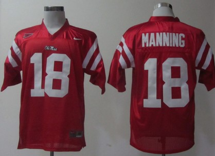 Nike Ole Miss Rebels 18 Achie Manning Red College Football Jersey