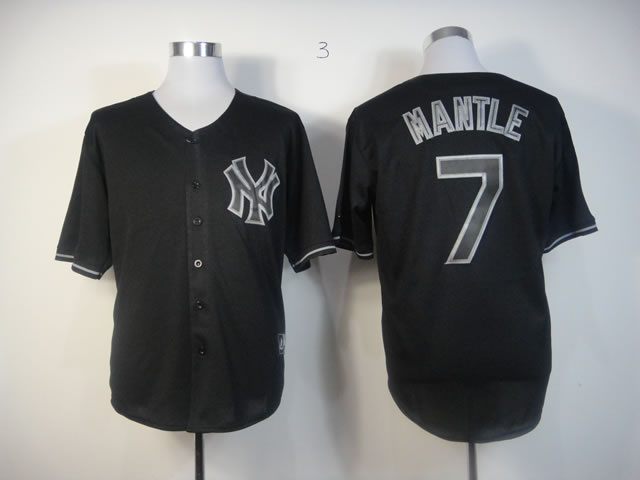 MLB Jerseys New York Yankees 7 Mickey Mantle Black Jersey