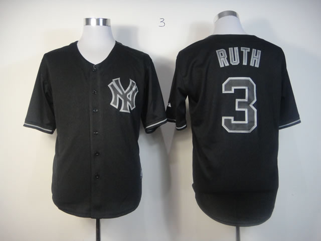 MLB New York Yankees Babe Ruth #3 Jersey Black