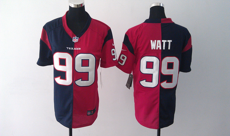 Nike Houston Texans #99 Watt Blue and Red Women Splite Jersey