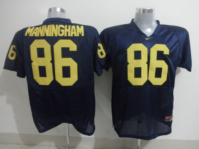 NCAA Mario Manningham #86 Navy Blue jerseys