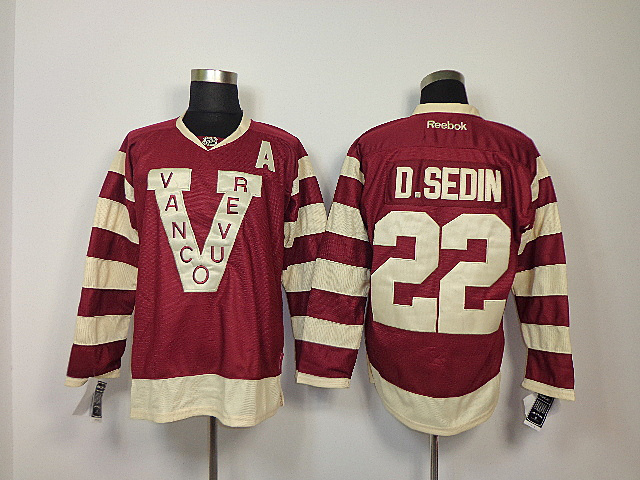 NHL Vancouver Canucks #22 D.Sedin red jersey