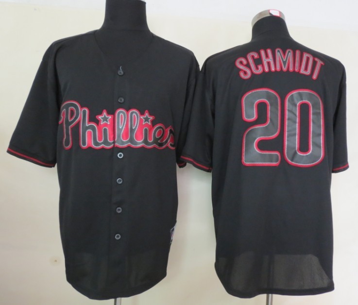 MLB Philadephia Phillis 20 Schmidt Black Fashion Jerseys