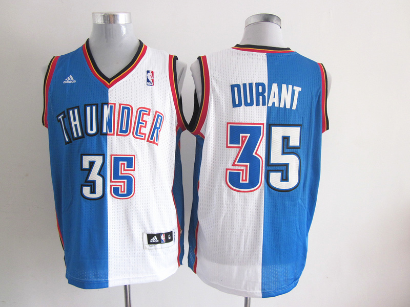 Adidas Oklahoma City Thunder #35 Durant half and half Kids Jerseys