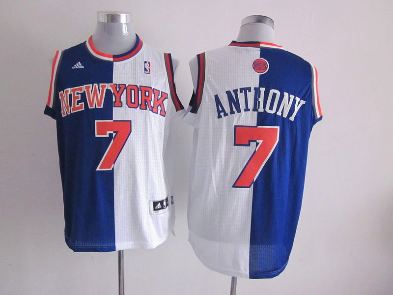 Adidas New York Knicks #7 Anthony half and half Kids jersey