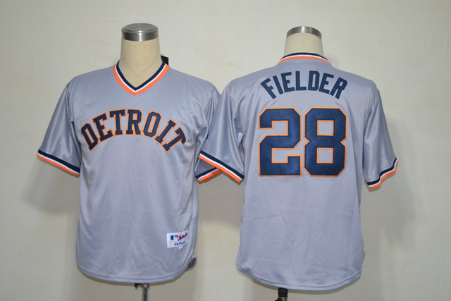 Detroit Tigers #28 Fielder Grey MLB Jersey