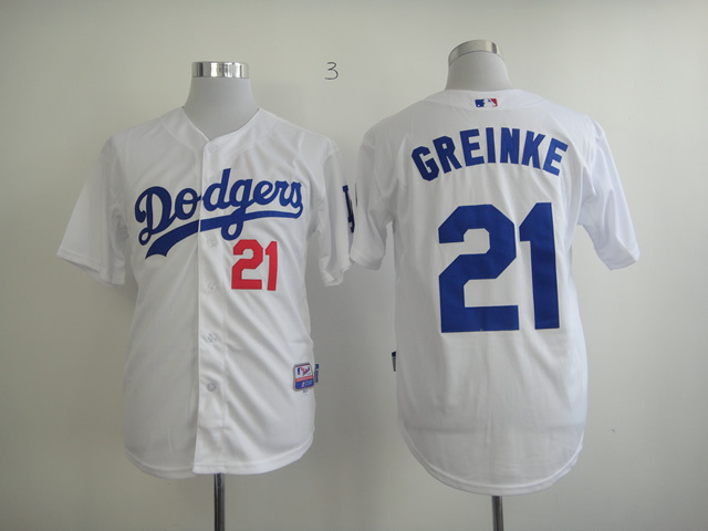 MLB Los Angeles Dodgers #21 GREINKE Cool Base white jerseys 