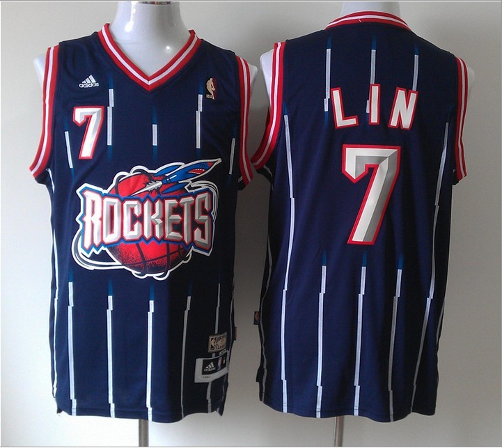 Adidas Houston Rockets #7 Jeremy Lin throwback blue jersey